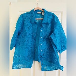 White Stag Women's Plus Caribbean Blue Blouse